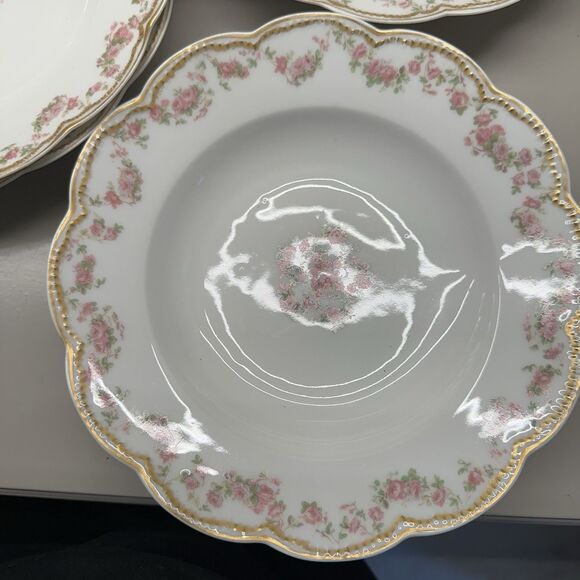 (4) Antique Haviland Limoges Rose & Vine Shallow Serving Bowl 9 " - Picture 4 of 6